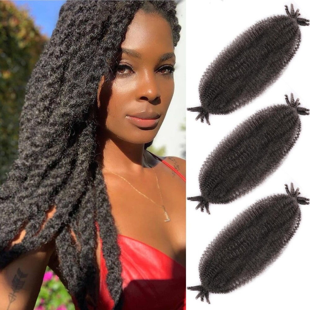 Afro Twist Hair 24 Inch 3 Packs, Springy Afro Twist Hair Pre Fluffed Spring Twist Hair Pre Stretched Wrapping Hair for Soft Locs Hair Extensions (24 Inch (Pack of 3), 4)