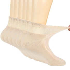 +MD Diabetic Socks for Men Women-6 Pairs, Non-Binding Extra Wide Ankle Socks, Circulator Socks for Edema 9-11 Sand