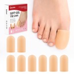 Bukihome 8 Pcs Gel Toe Cap, Big Toe Protector for Women Men - Cushions and Protects to Cover Toes, Relief Toe Pain from Ingrown Toenails, Corns, Blisters, Hammer Toes (Large Size)