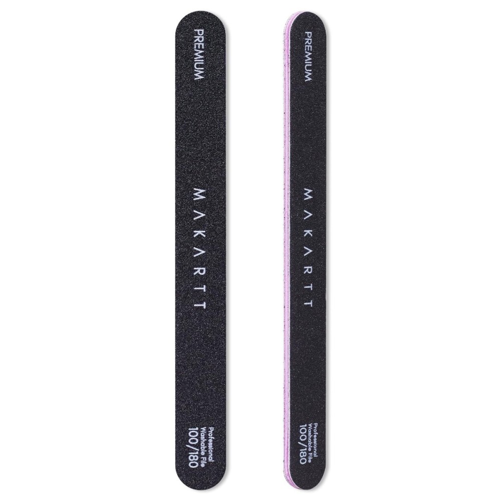 Makartt Nail File, 100/180 Grit Emery Boards for Nails, Professional Washable Doubled Sides Filer Kit for Medium and Gentle Filing Manicure Tools(Black-2pcs Trial Set)