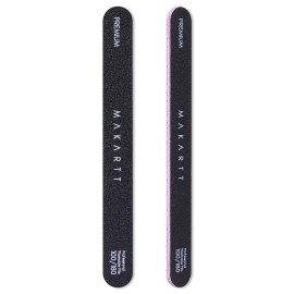 Makartt Nail File, 100/180 Grit Emery Boards for Nails, Professional Washable Doubled Sides Filer Kit for Medium and Gentle Filing Manicure Tools(Black-2pcs Trial Set)