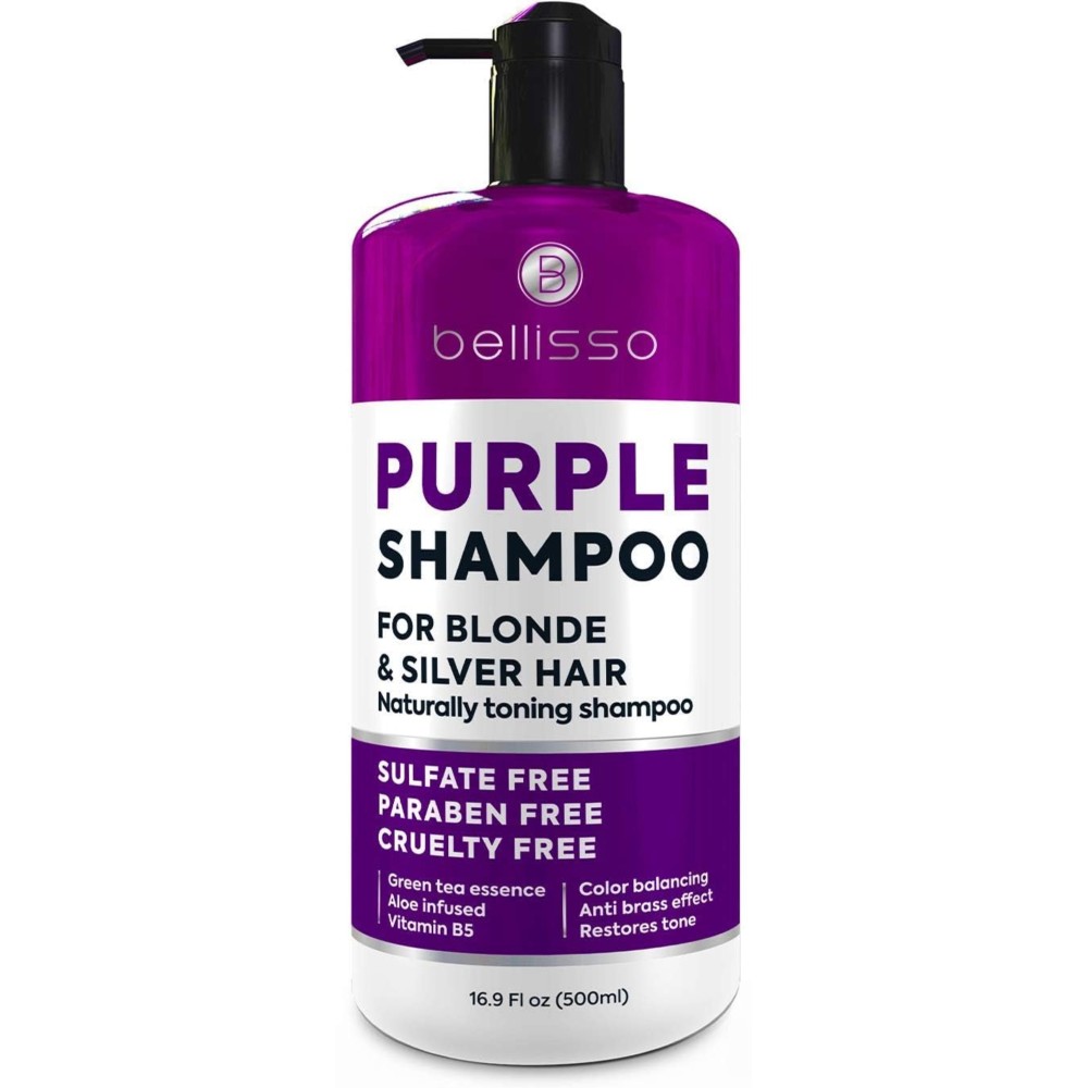 Purple Shampoo - Toner for Blonde Hair - Sulfate and Paraben Free - More Balanced Color Treated, Bleached, Silver, White and Gray Hair - No More Orange, Straw Yellow and Brassy Tones - Women and Men