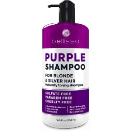 Purple Shampoo - Toner for Blonde Hair - Sulfate and Paraben Free - More Balanced Color Treated, Bleached, Silver, White and Gray Hair - No More Orange, Straw Yellow and Brassy Tones - Women and Men