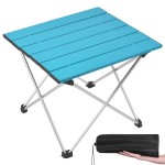 Grope Small Folding Camping Table with Aluminum Table Top, Beach Table for Sand with Carrying Bag,Prefect for Outdoor, Picnic, BBQ, Cooking, Festival (Deep Blue-L)