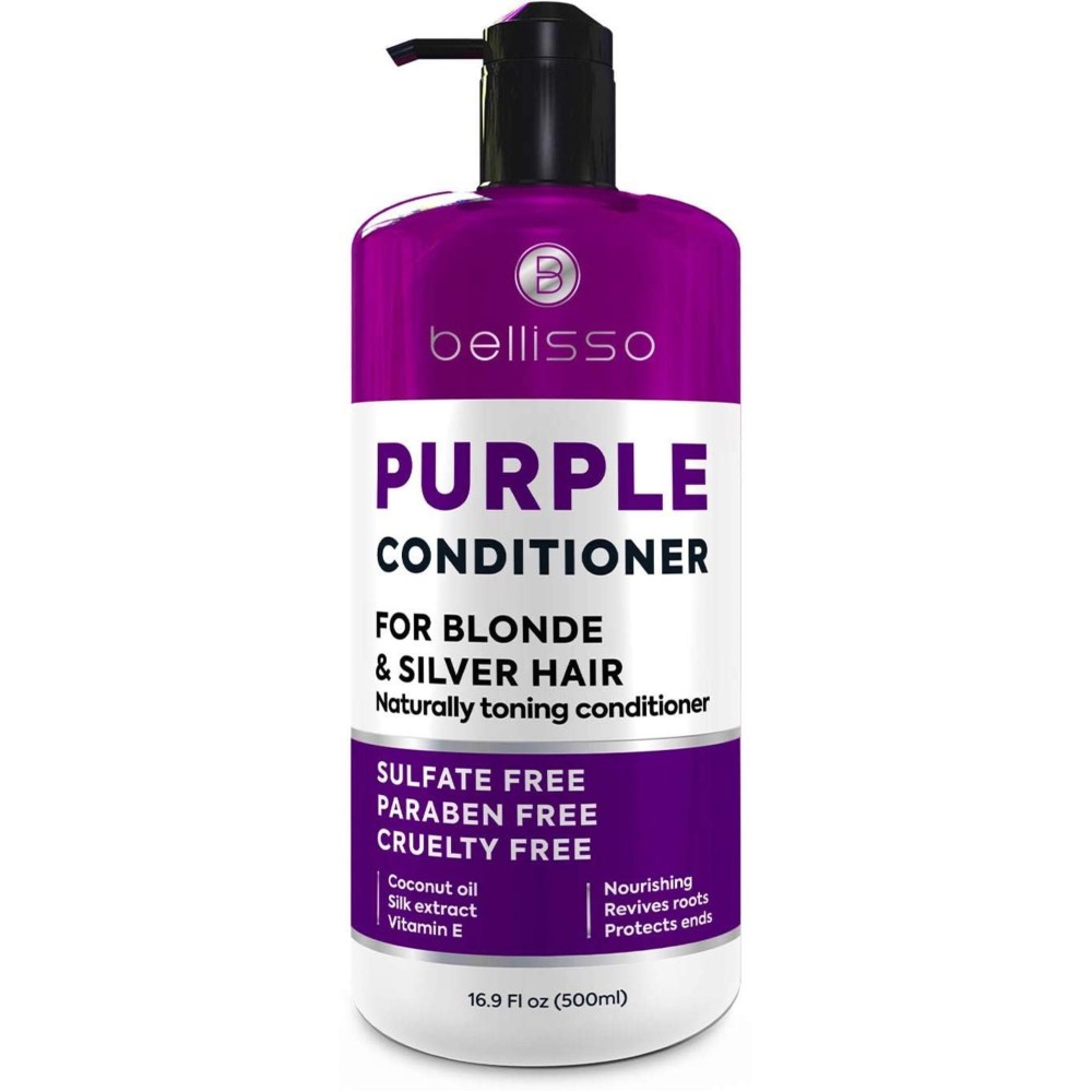 Purple Conditioner for Blonde Hair - Sulfate and Paraben Free Toner - No More Orange and Yellow Brassy Tones - More Balance for Color Treated, Bleached, Silver, White and Gray Hair - Women and Men