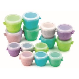 melii Snap & Go Baby Food Storage Containers with lids, Snack Containers, Freezer Safe, 14 Piece Set (4 x 6 oz, 4 x 4 oz, 6 x 2 oz), Original