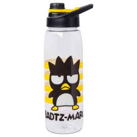 Silver Buffalo Sanrio Hello Kitty and Friends Badtz-Maru Pose Stripes Water Bottle with Screw-On Lid, 28 Ounces