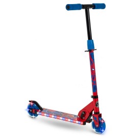 Huffy Marvel Spider-Man Light Up Inline Scooter, Ideal for Ages 5+ Years Old, LED Light Feature, Foldable, Adjustable Handlebar, Spider-Man Graphics, Non-Slip Deck, Durable Steel Frame, Red