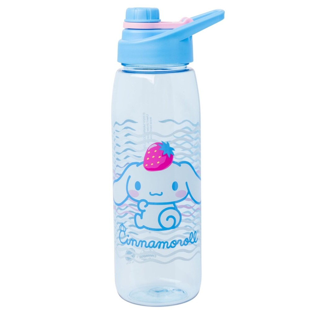 Silver Buffalo Sanrio Hello Kitty and Friends Cinnamoroll with Strawberry Water Bottle with Screw-On Lid, 28 Ounces