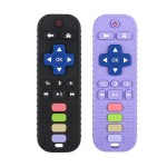 Chuya Baby Remote Control Teether Toy Chew Toy for Babies 3-24 Months Teething Relief Baby Toys for Infants Black+Purple