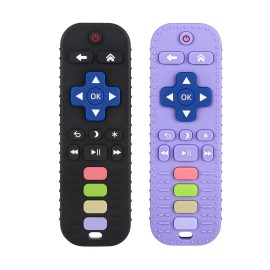 Chuya Baby Remote Control Teether Toy Chew Toy for Babies 3-24 Months Teething Relief Baby Toys for Infants Black+Purple