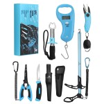 Mossy Oak 6Pcs Fishing Tools Kit- Fishing Plier, Fish Fillet Knife, Fish Lip Gripper, Hook Remover, Digital Fish Scale, Line Snip, Fly Fishing Retractor, with Sheath Lanyard, Fishing Gifts for Men