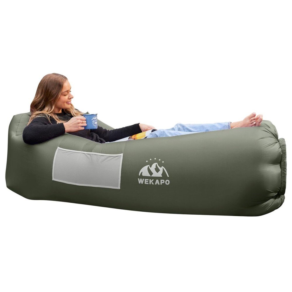 WEKAPO Inflatable Lounger Couch: Portable Air Sofa Chair & Essential Accessory for Camping, Beach, Hiking, Lawn, Backyard, Indoor/Outdoor Movies & Music Festivals - Airtight, Pump-Free Air Hammock