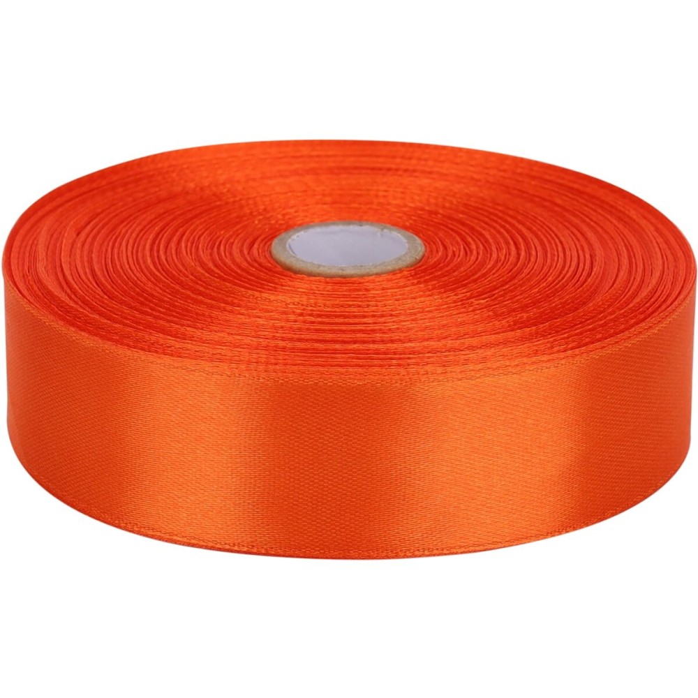Baocuan 1 inch Orange Satin Ribbon 50 Yards Solid Fabric Ribbons Roll for Wedding Invitations, Bridal Bouquets, Sewing, Party Decorations, Gift Wrapping and More
