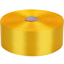 Baocuan 1-1/2 inch Yellow Satin Ribbon 50 Yards Solid Fabric Ribbons Roll for Wedding Invitations, Bridal Bouquets, Sewing, Party Decorations, Gift Wrapping and More