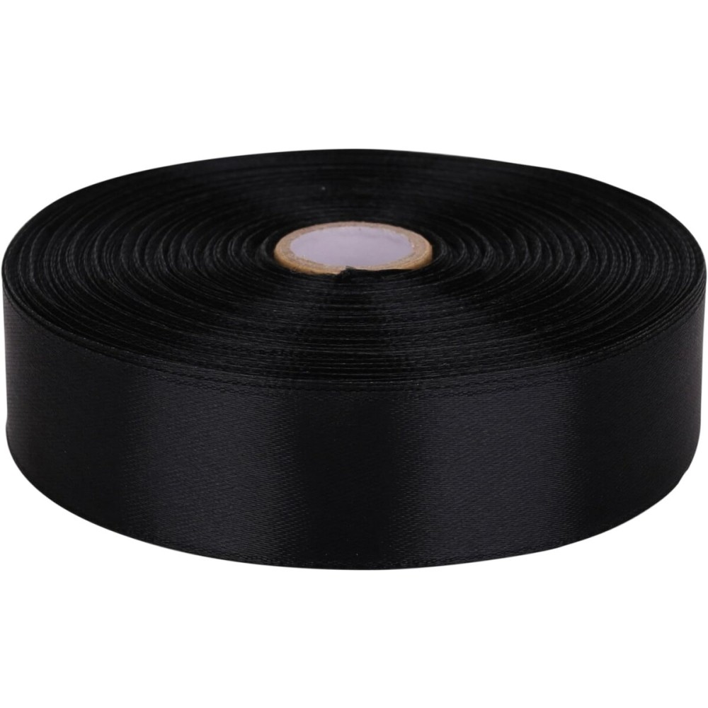 Baocuan 1 inch Black Satin Ribbon 50 Yards Solid Fabric Ribbons Roll for Wedding Invitations, Bridal Bouquets, Sewing, Party Decorations, Gift Wrapping and More
