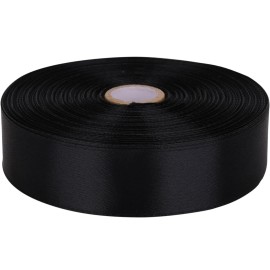 Baocuan 1 inch Black Satin Ribbon 50 Yards Solid Fabric Ribbons Roll for Wedding Invitations, Bridal Bouquets, Sewing, Party Decorations, Gift Wrapping and More