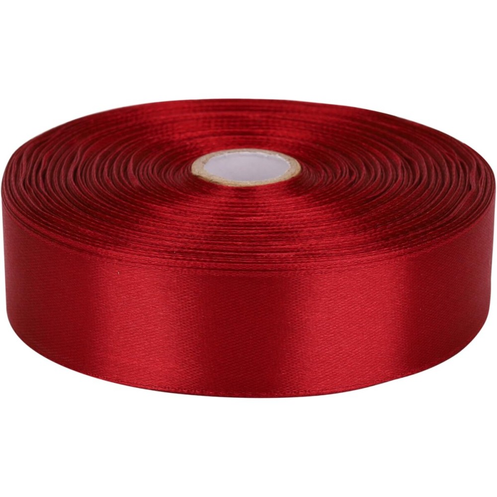 Baocuan 1 inch Wine red Satin Ribbon 50 Yards Solid Fabric Ribbons Roll for Wedding Invitations, Bridal Bouquets, Sewing, Party Decorations, Gift Wrapping and More