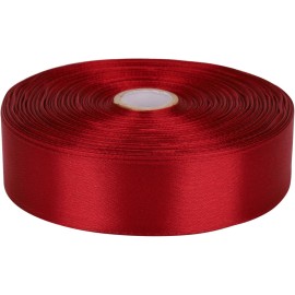 Baocuan 1 inch Wine red Satin Ribbon 50 Yards Solid Fabric Ribbons Roll for Wedding Invitations, Bridal Bouquets, Sewing, Party Decorations, Gift Wrapping and More