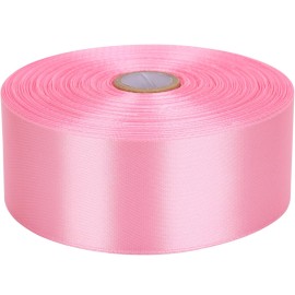 Baocuan 1-1/2 inch Pink Satin Ribbon 50 Yards Solid Fabric Ribbons Roll for Wedding Invitations, Bridal Bouquets, Sewing, Party Decorations, Gift Wrapping and More
