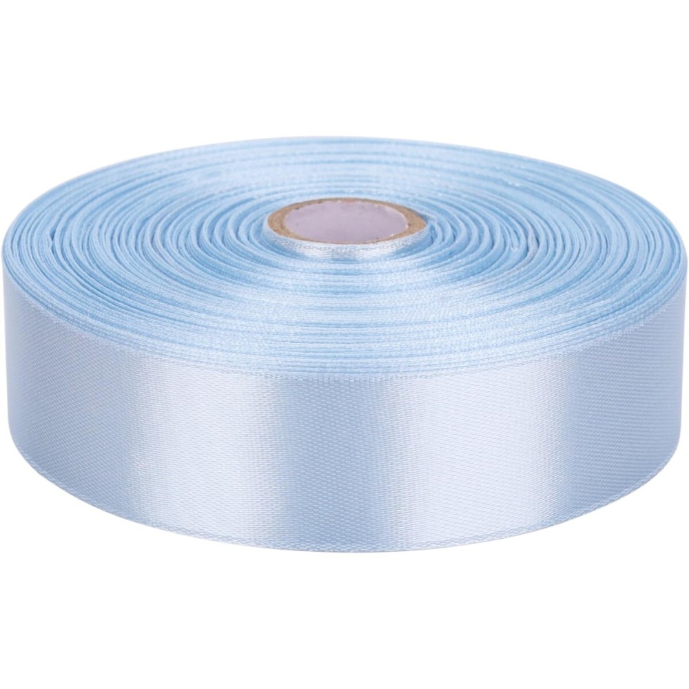 Baocuan 1 inch Sky Blue Satin Ribbon 50 Yards Solid Fabric Ribbons Roll for Wedding Invitations, Bridal Bouquets, Sewing, Party Decorations, Gift Wrapping and More