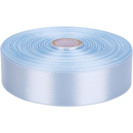 Baocuan 1 inch Sky Blue Satin Ribbon 50 Yards Solid Fabric Ribbons Roll for Wedding Invitations, Bridal Bouquets, Sewing, Party Decorations, Gift Wrapping and More