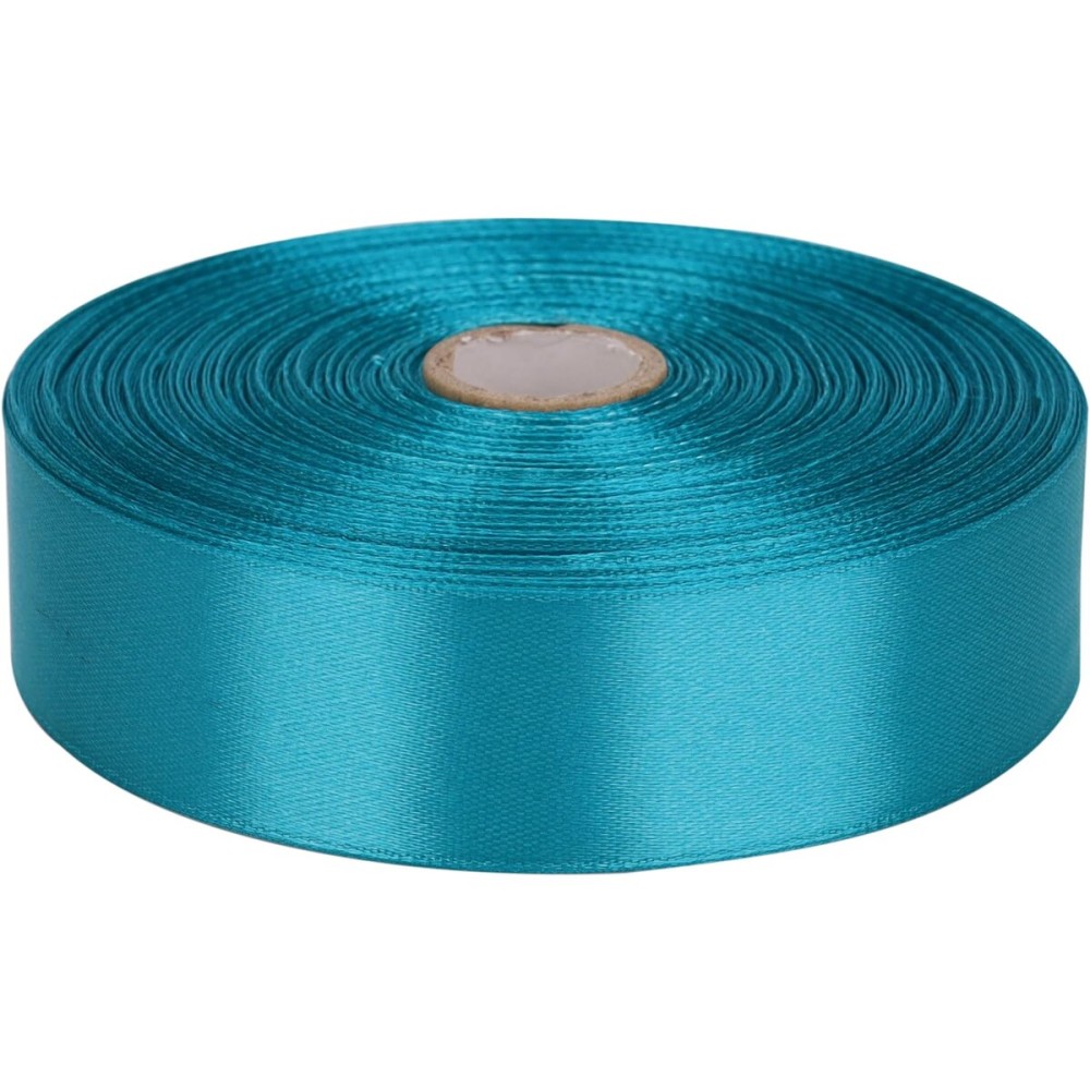 Baocuan 1 inch Peacock Blue Satin Ribbon 50 Yards Solid Fabric Ribbons Roll for Wedding Invitations, Bridal Bouquets, Sewing, Party Decorations, Gift Wrapping and More