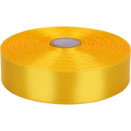 Baocuan 1 inch Yellow Satin Ribbon 50 Yards Solid Fabric Ribbons Roll for Wedding Invitations, Bridal Bouquets, Sewing, Party Decorations, Gift Wrapping and More