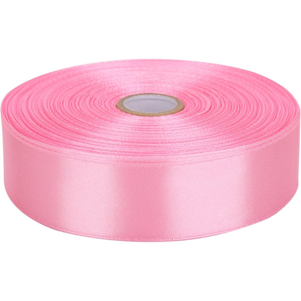 Baocuan 1 inch Pink Satin Ribbon 50 Yards Solid Fabric Ribbons Roll for Wedding Invitations, Bridal Bouquets, Sewing, Party Decorations, Gift Wrapping and More