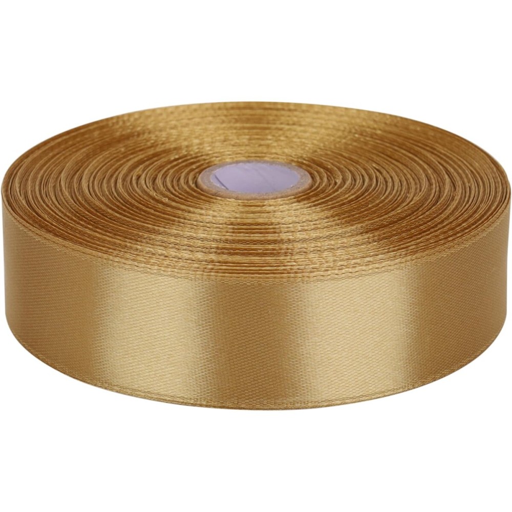 Baocuan 1 inch Champagne Gold Satin Ribbon 50 Yards Solid Fabric Ribbons Roll for Wedding Invitations, Bridal Bouquets, Sewing, Party Decorations, Gift Wrapping and More