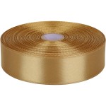 Baocuan 1 inch Champagne Gold Satin Ribbon 50 Yards Solid Fabric Ribbons Roll for Wedding Invitations, Bridal Bouquets, Sewing, Party Decorations, Gift Wrapping and More