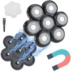 FOXSONIC Universal Magnetic 7 Blades Head Shaver Replacement Blades Compatible with Wyklaus SHPAVVER Head Shaver and Other Brands Head Shaver (CX7 BLACK)