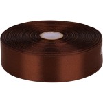 Baocuan 1 inch Brown Satin Ribbon 50 Yards Solid Fabric Ribbons Roll for Wedding Invitations, Bridal Bouquets, Sewing, Party Decorations, Gift Wrapping and More
