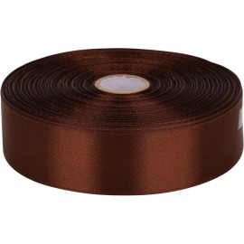 Baocuan 1 inch Brown Satin Ribbon 50 Yards Solid Fabric Ribbons Roll for Wedding Invitations, Bridal Bouquets, Sewing, Party Decorations, Gift Wrapping and More