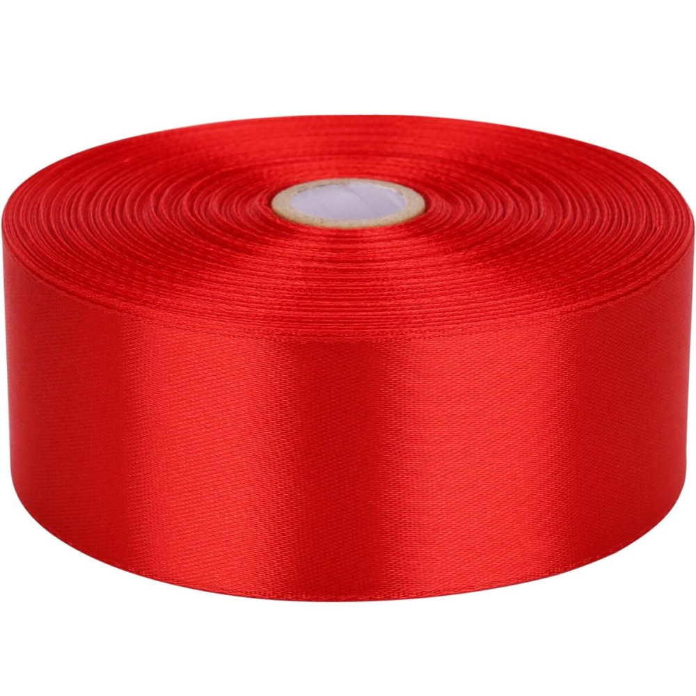 Baocuan 1-1/2 inch Red Satin Ribbon 50 Yards Solid Fabric Ribbons Roll for Wedding Invitations, Bridal Bouquets, Sewing, Party Decorations, Gift Wrapping and More