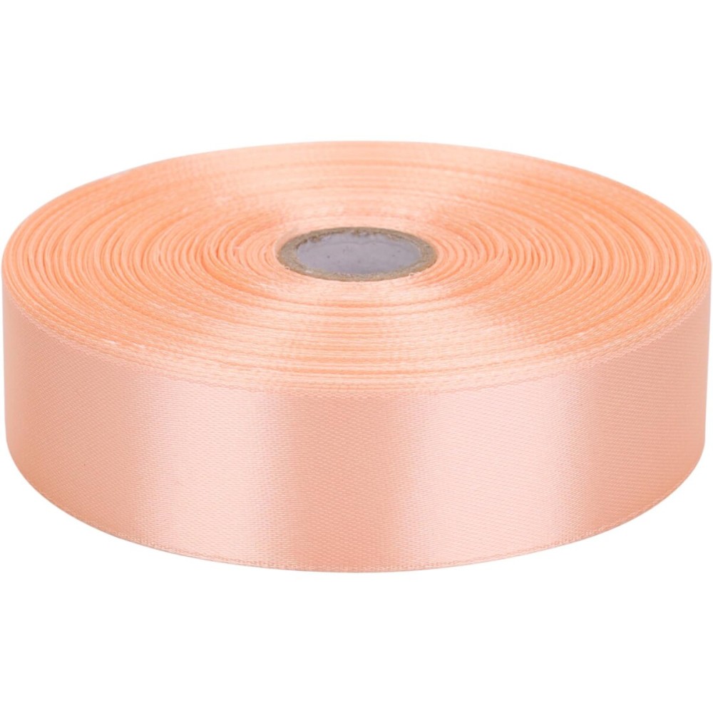 Baocuan 1 inch Champagne Pink Satin Ribbon 50 Yards Solid Fabric Ribbons Roll for Wedding Invitations, Bridal Bouquets, Sewing, Party Decorations, Gift Wrapping and More