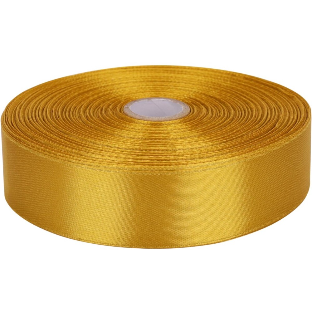 Baocuan 1 inch Golden Satin Ribbon 50 Yards Solid Fabric Ribbons Roll for Wedding Invitations, Bridal Bouquets, Sewing, Party Decorations, Gift Wrapping and More