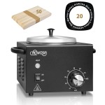 Professional Waxing Kit Wax Warmer Single Pot Wax Heater Machine for Hair Removal, Large Waxing Pot with Non-Stick Easy Clean Pot, 50 Sticks & 20 Collar, for Spa Salon Beauty Esthetician Home (Black)