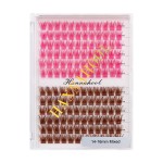 Hannahool 12rows-Large Tray Mixed 8-10-12-14-16mm/Mixed 14-15-16mm/Mixed14mm-16mm/Mixed 18-20mm Wide Stem Individual False Eyelashes Dramatic Black Cluster Eyelashes (T50-rose red -brown-14-16mm)