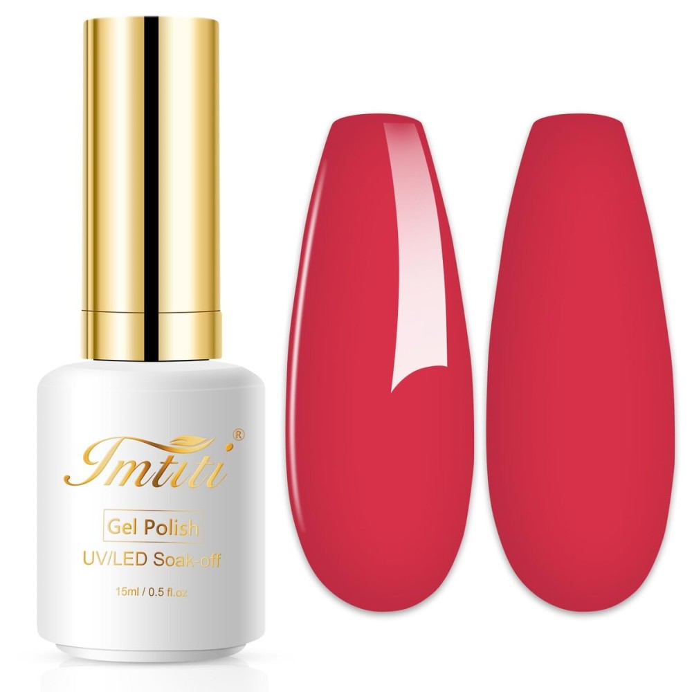 Imtiti Gel Nail Polish, Crimson Red, 15ML DIY Nail Art Kit for Women Girls - Autumn Winter Soak Off LED UV Gel Polish