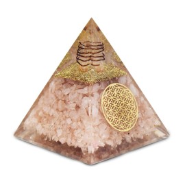 Real Crystal Rose Quartz Orgonite Pyramid, Healing Crystal Pyramid, Pyramid Crystal Gemstone Pyramid for Meditation, Motivation, Positivity - Handmade in India