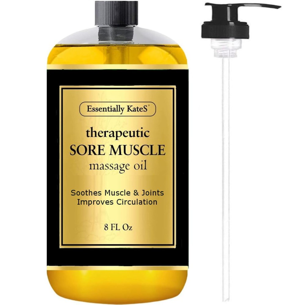 Essentially KateS Sore Muscle Massage Oil 8 Fl Oz - Arnica Extract and Peppermint - Soothe Sore and Tired Muscle and Joints