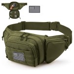 Vdones Tactical Fanny Pack Gun Holster Concealed Carry Pistol Military Tactical Waist Bag Waterproof Molle EDC Pouch with USA Flag Patch (Green)