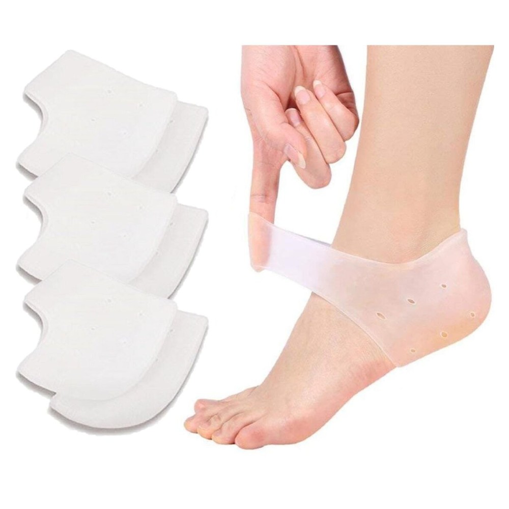 VivoFoot 3 Pairs Gel Heel Protectors, Blister Prevention Heel Sleeves, Silicone Heel Cups & Ankle Protectors for Heel Pain and Cracked Heels Relief for Men and Women