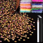 4000pcs 4mm Resin Rhinestones Bulk, Gold Rose AB Flatback Round Jelly Rhinestones Non Hotfix Crystal Gems Large Quantity Wholesale for DIY Crafts Clothes Bottles Face Makeup Manicure