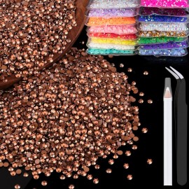 5000pcs 3mm Resin Rhinestones Bulk, Champagne Flatback Round Jelly Rhinestones Non Hotfix Crystal Gems Large Quantity Wholesale for DIY Crafts Clothes Face Makeup Manicure