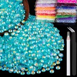 2500pcs 5mm Resin Rhinestones Bulk, Transparent Lake Blue AB Flatback Round Jelly Rhinestones Non Hotfix Crystal Gems Large Quantity Wholesale for DIY Crafts Clothes Bottles Face Makeup Manicure