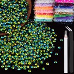 4000pcs 4mm Resin Rhinestones Bulk, Emerald Black AB Flatback Round Jelly Rhinestones Non Hotfix Crystal Gems Large Quantity Wholesale for DIY Crafts Clothes Face Makeup Manicure