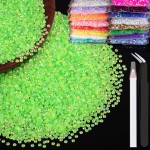 5000pcs 3mm Resin Rhinestones Bulk, Fluorescent Green AB Flatback Round Jelly Rhinestones Non Hotfix Crystal Gems Large Quantity Wholesale for DIY Crafts Clothes Face Makeup Manicure