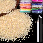 5000pcs 3mm Resin Rhinestones Bulk, Light Yellow AB Flatback Round Jelly Rhinestones Non Hotfix Crystal Gems Large Quantity Wholesale for DIY Crafts Clothes Bottles Face Makeup Manicure